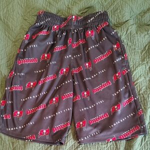 NFL Tampa Bay Bucs Team Apparel Gray and Red Shorts.